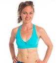 Anahata Yoga Clothing twist front aqua crop top W2