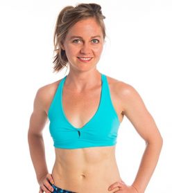 Anahata Yoga Clothing twist front aqua crop top W2